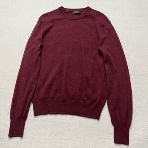 Naadam Mens Small 100% Cashmere Crewneck Sweater Burgundy Wine Red Long Sleeve